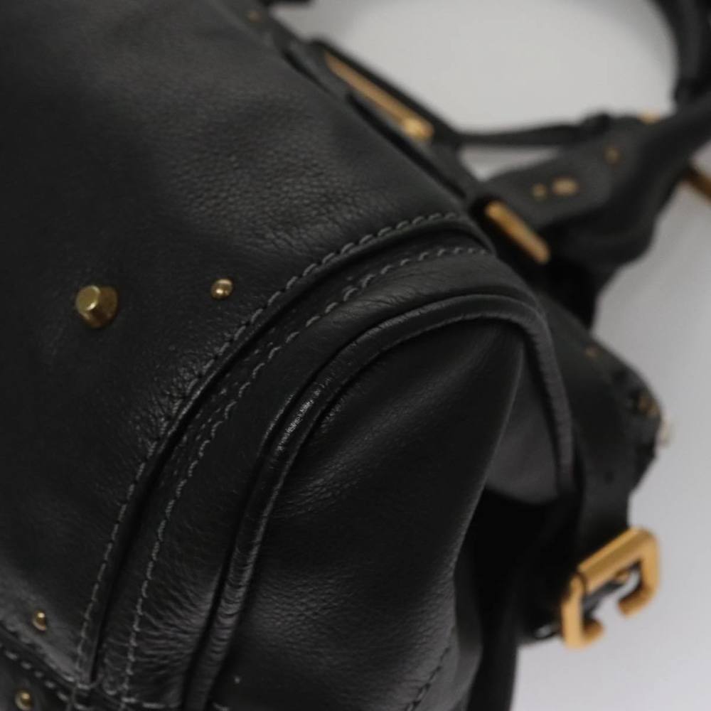 Chloe Paddington Hand Bag Leather Black Silver Auth bs21100 - Picture 15 of 16
